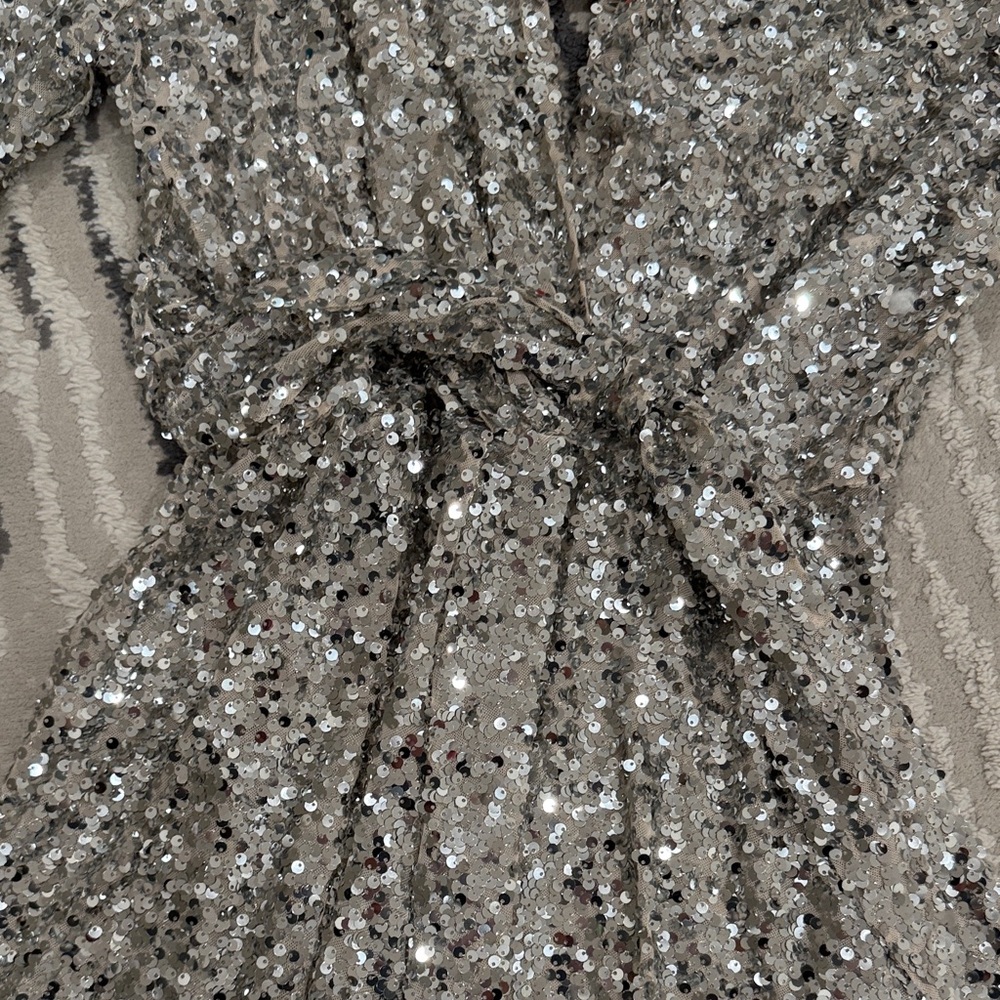 Zara Silver Sequin knotted Jumpsuit Romper - Picture 4 of 8